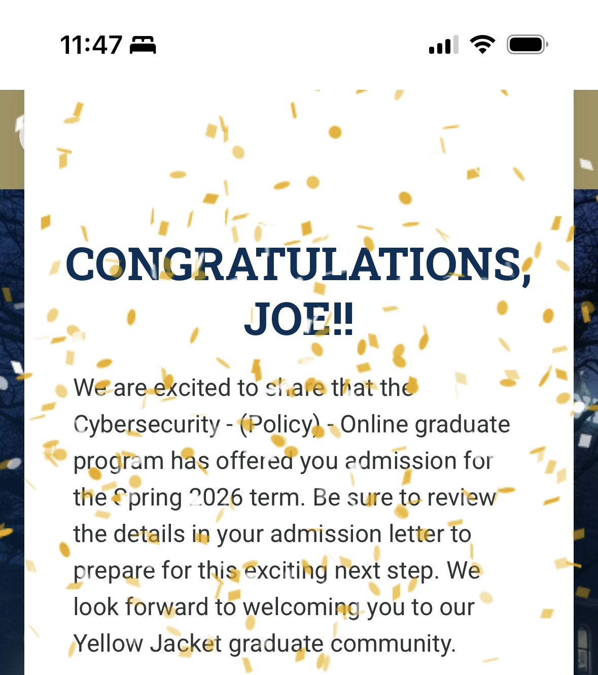 Georgia Tech Acceptance Letter